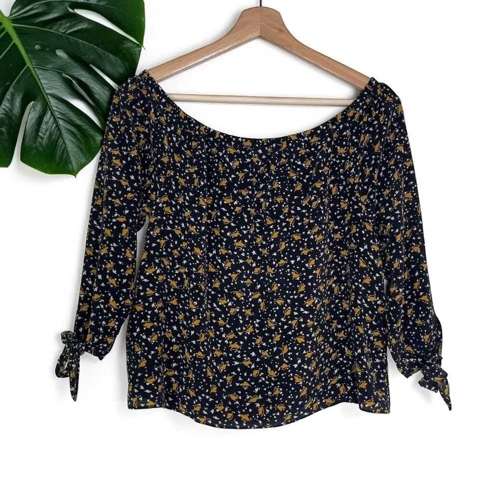 Madewell 100% Silk Off-the-Shoulder Top in Falling Leaves